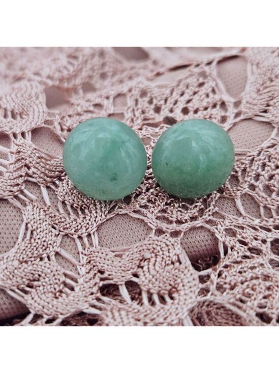 Jewelry - Green Aventurine Silver Stud Earrings